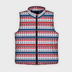 Женский жилет Скандинавский красно синий новогодний орнамент, цвет: 3D-черный