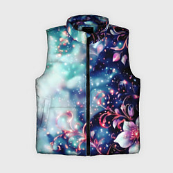 Женский жилет Магические цветы сине-зелёный