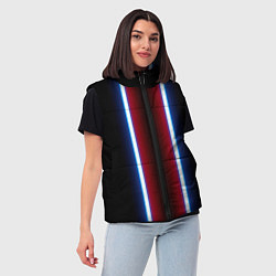 Женский жилет Color white blue red neon, цвет: 3D-черный — фото 2