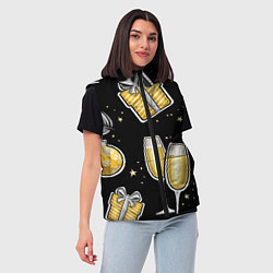 Женский жилет Новогодний вайб, цвет: 3D-черный — фото 2