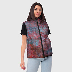 Женский жилет Абстракция - red rust on blue, цвет: 3D-черный — фото 2