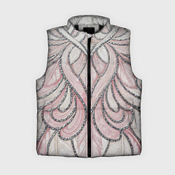 Женский жилет Нежно розовый орнамент из перьев, цвет: 3D-черный