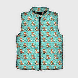 Женский жилет Лисица среди листьев и цветов паттерн, цвет: 3D-черный