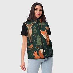 Женский жилет В лесу с животными, цвет: 3D-черный — фото 2