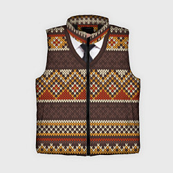 Женский жилет Зимний узор с галстуком