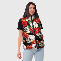 Женский жилет Черепки и розы, цвет: 3D-красный — фото 2