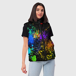 Женский жилет Брызги красок, цвет: 3D-черный — фото 2