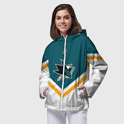 Ветровка с капюшоном женская NHL: San Jose Sharks, цвет: 3D-белый — фото 2
