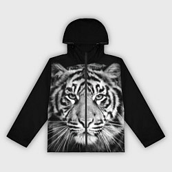 Ветровка с капюшоном женская Мордочка тигра, цвет: 3D-черный