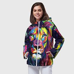Ветровка с капюшоном женская Красочный лев, цвет: 3D-белый — фото 2