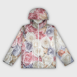 Ветровка с капюшоном женская Букет из роз, цвет: 3D-белый