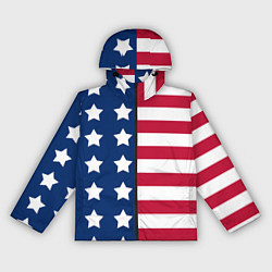 Ветровка с капюшоном женская USA Flag, цвет: 3D-черный