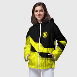 Ветровка с капюшоном женская BVB FC: Yellow style, цвет: 3D-белый — фото 2