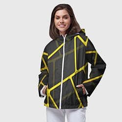 Ветровка с капюшоном женская Желтая сетка, цвет: 3D-белый — фото 2