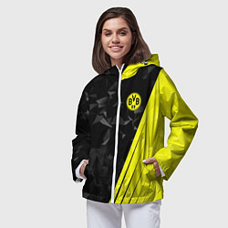 Ветровка с капюшоном женская FC Borussia Dortmund: Abstract, цвет: 3D-белый — фото 2