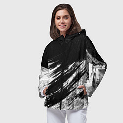 Ветровка с капюшоном женская Белый и черный, цвет: 3D-черный — фото 2