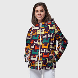 Ветровка с капюшоном женская Найди чёрного кота, цвет: 3D-белый — фото 2