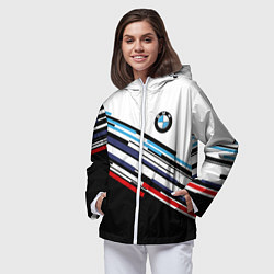Ветровка с капюшоном женская BMW BRAND COLOR БМВ, цвет: 3D-белый — фото 2