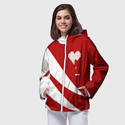 Ветровка с капюшоном женская Игра в сердца, цвет: 3D-белый — фото 2