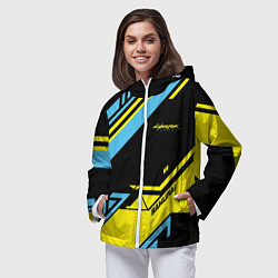 Ветровка с капюшоном женская Cyberpunk 2077: Samurai, цвет: 3D-белый — фото 2