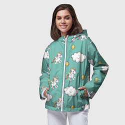 Ветровка с капюшоном женская Love of Unicorns, цвет: 3D-белый — фото 2