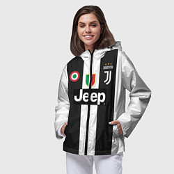 Ветровка с капюшоном женская FC Juventus 18-19, цвет: 3D-черный — фото 2