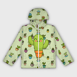 Ветровка с капюшоном женская Веселый кактус, цвет: 3D-белый