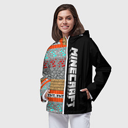 Ветровка с капюшоном женская Minecraft Blocks, цвет: 3D-белый — фото 2