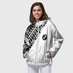 Ветровка с капюшоном женская BMW, цвет: 3D-белый — фото 2