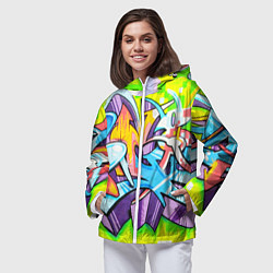 Ветровка с капюшоном женская Неоновая кислота, цвет: 3D-белый — фото 2