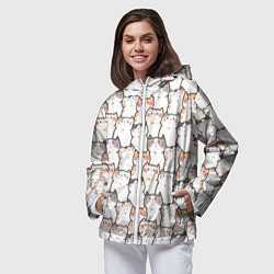 Ветровка с капюшоном женская Кошки котики коты, цвет: 3D-белый — фото 2