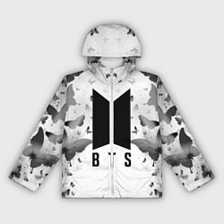 Ветровка с капюшоном женская BTS: Grey Butterflies, цвет: 3D-белый