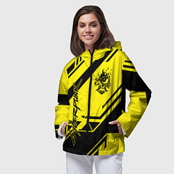 Ветровка с капюшоном женская Cyberpunk 2077: Yellow Samurai, цвет: 3D-черный — фото 2
