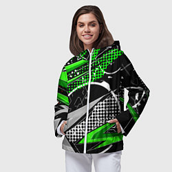 Ветровка с капюшоном женская Black and green corners, цвет: 3D-белый — фото 2