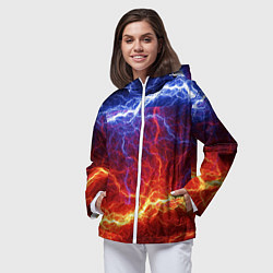 Ветровка с капюшоном женская Лёд и огонь, цвет: 3D-белый — фото 2
