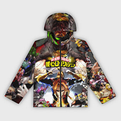 Ветровка с капюшоном женская MY HERO ACADEMIA коллаж из героев, цвет: 3D-черный