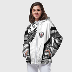 Ветровка с капюшоном женская Камуфляж Россия, цвет: 3D-белый — фото 2