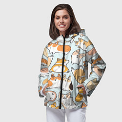 Ветровка с капюшоном женская Корги, цвет: 3D-черный — фото 2