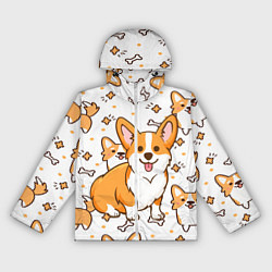 Ветровка с капюшоном женская Корги, цвет: 3D-белый