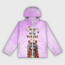 Ветровка с капюшоном женская Енот, цвет: 3D-белый