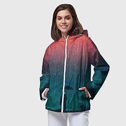 Ветровка с капюшоном женская Космический Дождь, цвет: 3D-белый — фото 2
