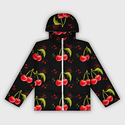 Ветровка с капюшоном женская Вишенки, цвет: 3D-белый