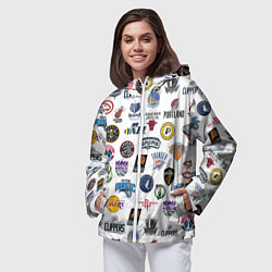Ветровка с капюшоном женская NBA Pattern, цвет: 3D-белый — фото 2