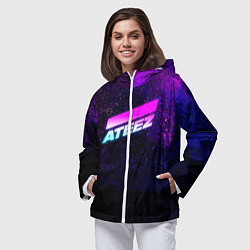 Ветровка с капюшоном женская ATEEZ neon, цвет: 3D-белый — фото 2