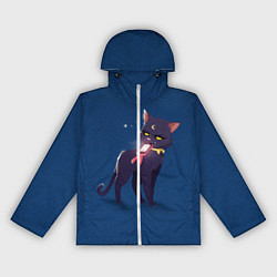 Ветровка с капюшоном женская КИСА С ТЕЛЕФОНОМ, цвет: 3D-белый