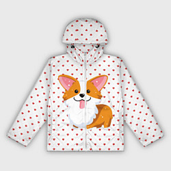 Ветровка с капюшоном женская Корги, цвет: 3D-белый