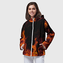 Ветровка с капюшоном женская ОГОНЬ, цвет: 3D-белый — фото 2