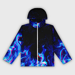 Ветровка с капюшоном женская СИНИЙ ОГОНЬ ГЛИТЧ, цвет: 3D-белый