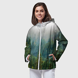 Ветровка с капюшоном женская Лес, цвет: 3D-белый — фото 2