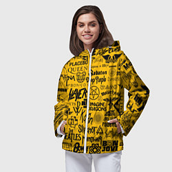 Ветровка с капюшоном женская ЛОГОТИПЫ РОК ГРУПП, цвет: 3D-белый — фото 2